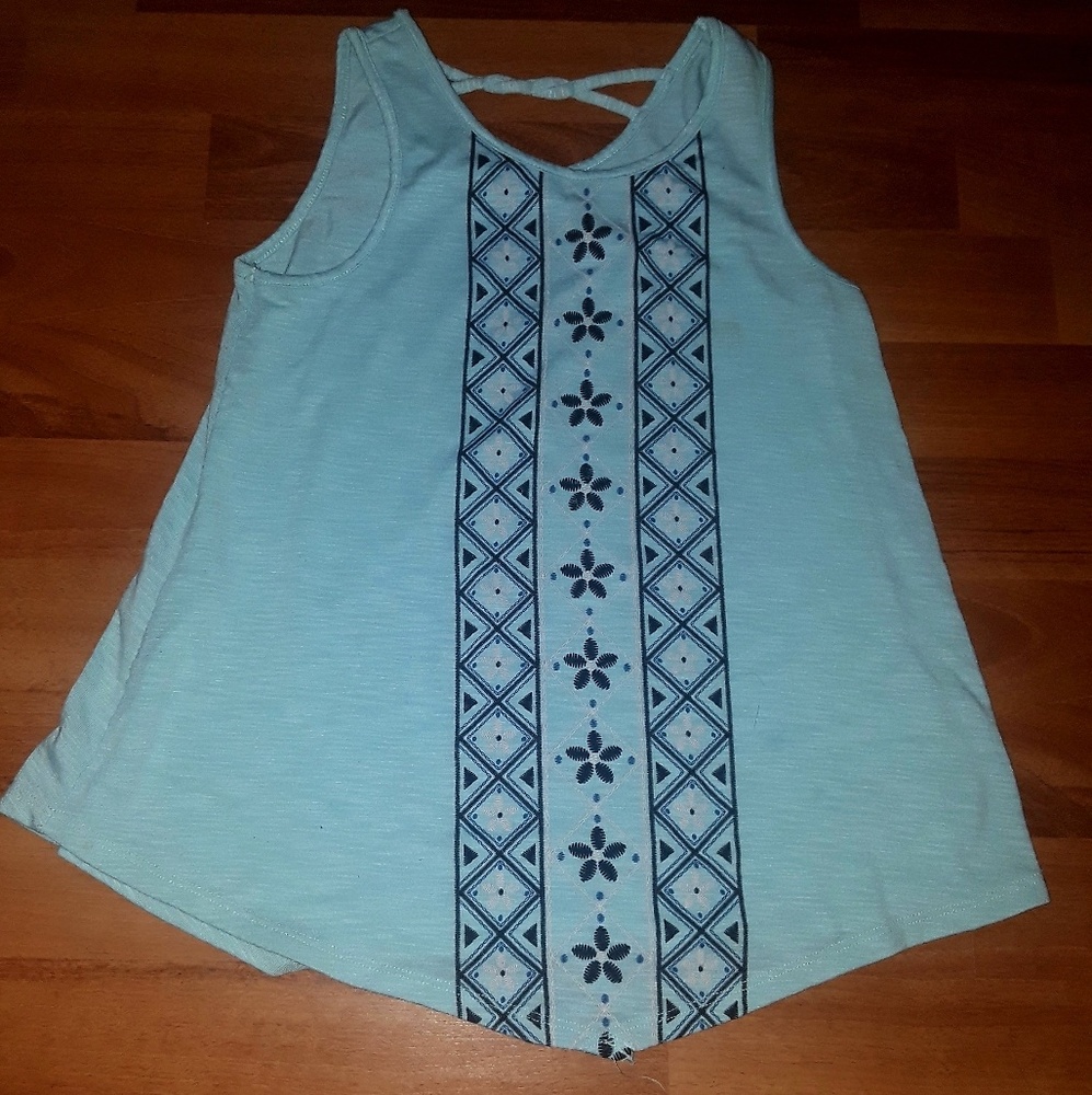 Blue shirt with flowers